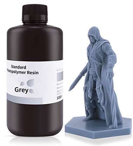 ELEGOO Resine pour Imprimante 3D 1000g Gris, Résine Standard 405nm Durcissement UV Rapid Resin pour LCD Impression 3d Printer