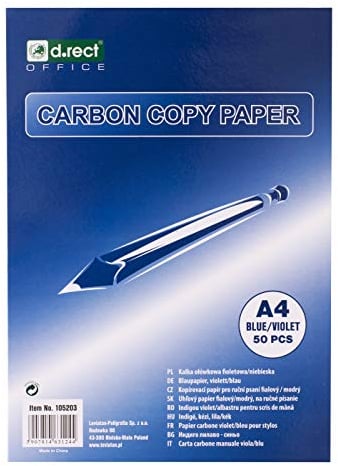 D.RECT Pauspapier für Skizzieren 50 Blatt - Transferpapier zum handschriftlichen Schreiben - Kohlepapier DIN A4 - Blau Durchschlagpapier