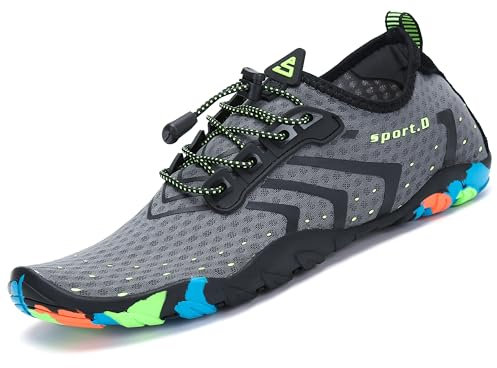 SAGUARO Schwimmschuhe Herren Damen Leicht Atmungsaktive Badeschuhe Unisex Erwachsene rutschfest Schnell Trocknend Strandschuhe Drinnen Draußen Surfschuhe, Neu Grau 41