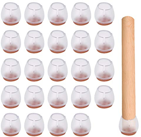 24 Stück Stuhlkappen Rund,Silikon Stuhl Bein Caps Füße Pads Möbel Table Covers Boden Protektoren Stuhlbeinkappen Silikon Transparent für 25-29MM Runde Beine