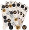 Herz-Aufkleber, 96 Stück: Runde Sticker mit Herzen, Geschenkaufkleber Rund, Geburtstagsaufkleber Geschenke, Geburtstag, Hochzeit, Freundschaft & Liebe, Zum Aufkleben, Schwarz, Weiß & Gold, ⌀ 4 cm