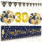 30 Geburtstag Dekoration Männer Frauen, Extra Lange Happy Birthday Banner Girlande Wimpel (9 * 1.21 Füße), 30. Geburtstag Deko Banner Hintergrund und Navy Blau Gold luftballons Konfetti Luftballon