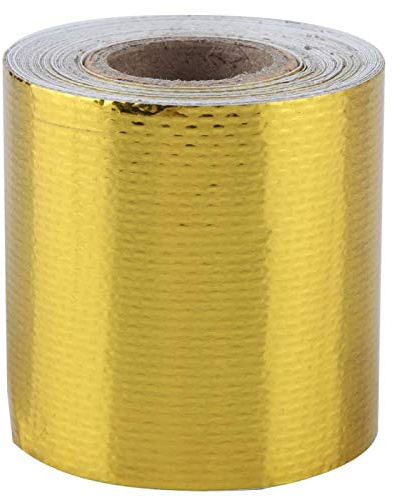 aqxreight - Selbstklebendes Wärmereflektierendes Klebeband, 5m X 5cm Auto-Aluminiumfolie Selbstklebendes Reflektierendes Hitzeschild-Wickelband(Golden)