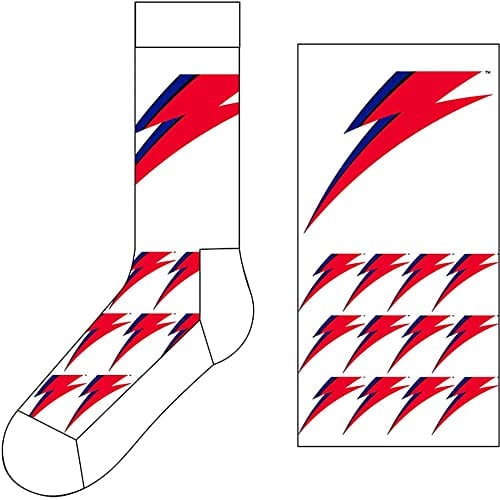 Rock Off Trade David Bowie Socken Flash Logo Nue offiziell Herren Weiß (UK Size 7-11)