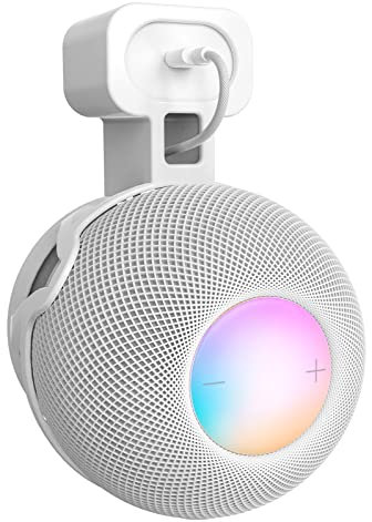 HeyMoonTong Outlet Wall Mount Holder Stand Fits for Apple HomePod Mini, A Space-Saving Accessory for HomePod Mini Smart Home Speakers with Cord Management, Hide Messy Wires (White)