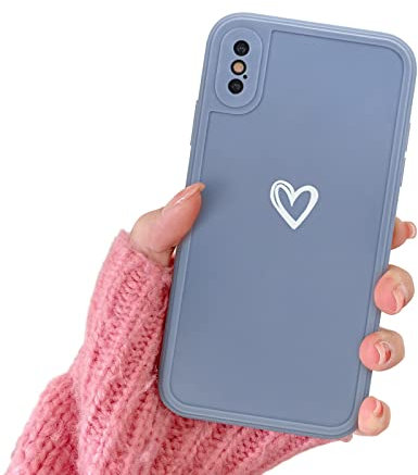 Newseego Compatible for iPhone XS MAX Phone Case, Fashion Cute Love-Heart Shape Simple Pattern iPhone XS MAX Soft Silicone Case Slim Light-wight Protective Back Cover TPU Case for iPhone XS MAX-Grey