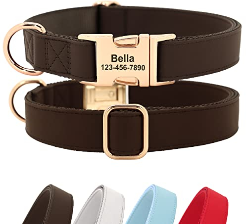 PET Artist personalisierte weiche Nylon Leder Hundehalsband stilvolle Elegante benutzerdefinierte Goldschnalle für kleine mittlere Hunde Kaffee L