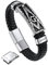 Bandmax Männer Kunstleder Geflochtes Armband Faux Lederarmband mit Edelstahl Magnetverschluss Freimaurerei Wachsschnur Armband 21cm Manschette Armkette Leder-Armreifen Personalisiertes Modeschmuck