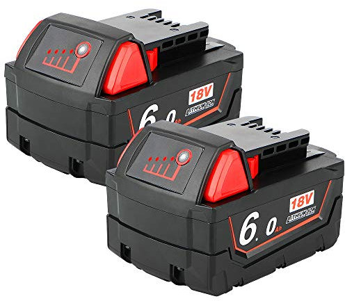 2PACK- QUPERR 18V 6.0Ah Lithium-ion Replacement Battery Compatible with Milwaukee M18 HD18CS0, M18BMT, HD18AG0, M18FID2, M18ONEFHIWF12-0, M18CHX-0, M18CSX-0, M18BJS-0.