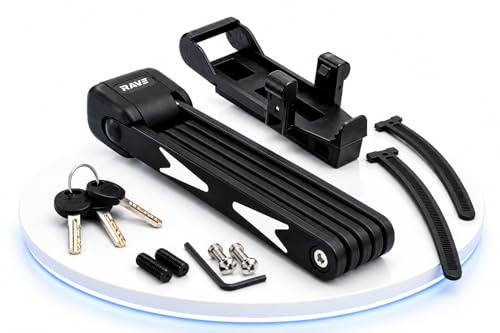 RAVE Faltschloss 95 cm – Fahrradschloss mit Halterung & Schlüssel – stabiles Sicherheits-Faltschloss für Fahrrad, E-Bike & MTB – schwarz