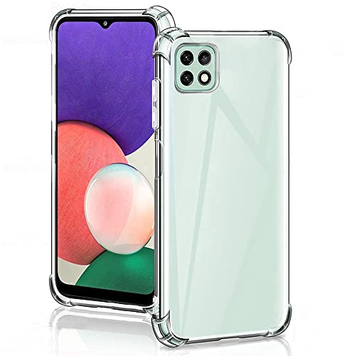 Hually Case for Samsung Galaxy A22 5G, (6.6 Inch) Clear Case with Shockproof Bumper, Anti-slip Soft TPU Protective Cover for Samsung Galaxy A22 5G - Transparent