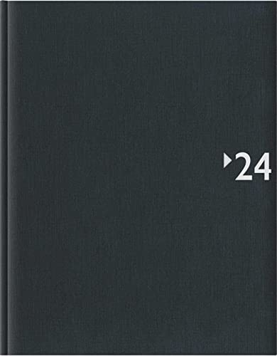 Wochenbuch anthrazit 2024 - Bürokalender 21x26,5 cm - 1 Woche auf 2 Seiten - mit Registerschnitt und Fadensiegelung - Notizbuch - 739-2621