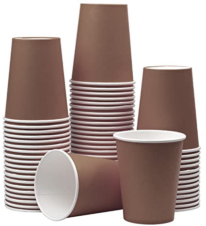 Yuxitia Lot de 60 gobelets jetables en carton marron pour fête de mariage, pique-nique, barbecue, voyage et événement, 237 ml (marron)