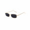 WDZAYXC Klassische Rechteckige Sonnenbrille Retro Schlanke Metallrahmen Gläser Vintage Rechteck Candy Farbe Sonnenbrille（Gold grau）