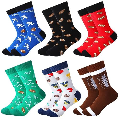 HooLing 6 Paar Jungen Fußball Volleyball Socken Neuheit Sport Socken Casual Crew Lustige Geschenke für Mädchen Kinder, fußball, Einheitsgröße