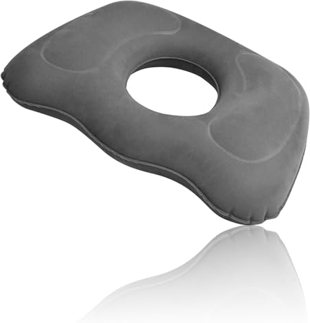 Aufblasbares Donut-Kissen, Orthopädisches Sitzkissen, Büro-Sesshaft, Nach op, Sitzkissen Rund, Ergonomisches Ringkissen, Hämorrhoiden-Dekubitus-Steißbein-Entlastungs-Sitzring Hemoridenkisse (Grau)