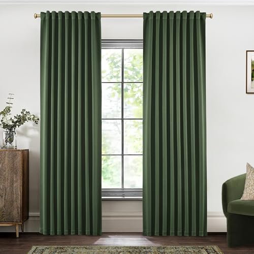 SHINELAND Rustikale Boho-Verdunkelungsvorhänge, 2 Paneele, 228 cm lang, Plissierte Schlaufen auf der Rückseite, MCM Mid Century, Moderne Vorhänge für Wohnzimmer, Schlafzimmer