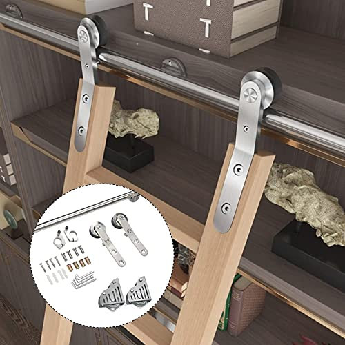CENAP Rolling Ladder Hardware Library - Bookcase Sliding Ladder Rail Kit, Sliding Sliding Door Hardware Accessories, Library Mobile Ladder Hanging Rail, Stainless Track kit