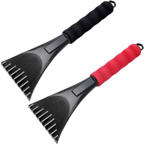 JTKREW 2PCS Rascador de Hielo para Luna de Coche-Resistente rasqueta Quita Nieve para Parabrisas de vehículo-De plástico con Mango de gomaespuma