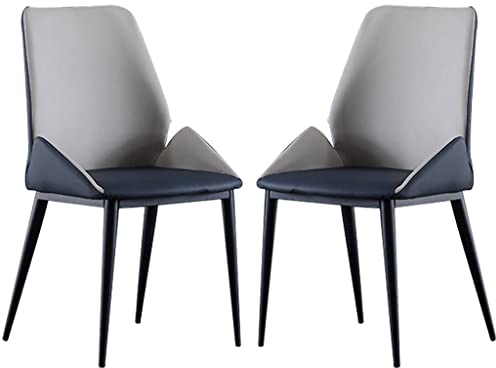 Juego de 2 sillas de Comedor de Cocina de Cuero de Microfibra con Respaldo ergonómico y Patas de Metal para restaurantes comerciales domésticos (Color: Gris Metro)