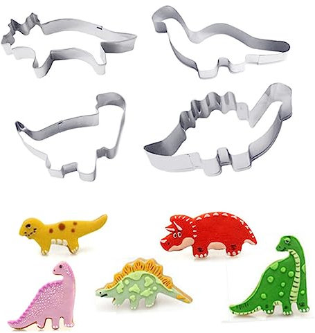 Ciieeo 4stücke Dinosaurier Ausstecher Teiliges Edelstahl Plätzchenmuster Für Kreative Backideen Für Geburtstagsfeiern Halloween Und Andere Anlässe Einfach Zu Bedienen Für Kekse Und