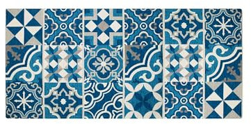 Tappeto Cucina In Ciniglia Passatoia Multiuso Ingresso Corridoio Antiscivolo Prodotto Italiano Disegni Piazzati Cotone Varie Misure Lavabile In Lavatrice - Cementine Ottanio - 57x85 cm