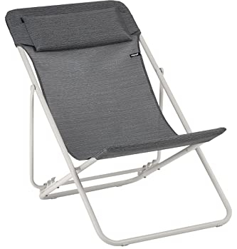 Lafuma Klappbarer Liegestuhl Maxi Transat + Batyline® Duo Grau Obsidian-Sable