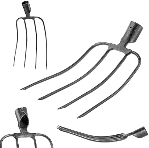 KADAX Fourchette en pierre sans manche - Fourchette à pommes de terre en acier - Fourche à betterave - Fourchette en fil de fer - Fourchette à pommes de terre - Fourchette à bêche - Fourchette à