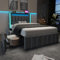 Kayan Polsterbett mit LED-Kopfteil und USB C Ladefunktion, Bett mit 2 Schubladen und Lattenrost, Einzelbett 90x200cm Stauraumbett Bettgestell, Lattenrost aus Holz, Linen (Grau, 90x200cm)