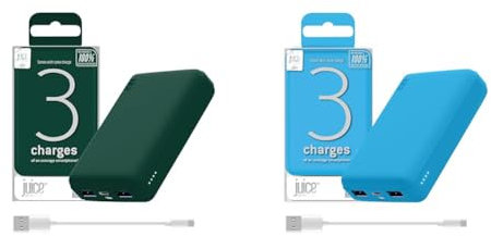 Juice 3 Charges Power Bank | 10,000mAh 15W PD Portable Charger | Universal Compatibility | iPhone & 3 Charges Power Bank Portable Charger for Apple iPhone, Samsung, Huawei, Microsoft, Oppo, Sony