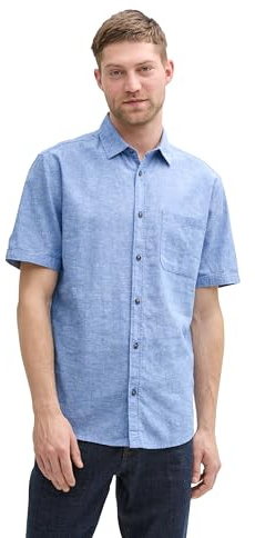 TOM TAILOR 1045098 Camisa, 37199-Sapphire Blue Chambray, S Hombres