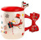 Weihnachten Keramik Becher, 450ml Weihnachtsmann Schneemann Rentier Tasse, Kaffee Becher mit Deckel und Rührer, Porzellan Weihnachten Tassen, Neuheit Weihnachtstasse, Lustiges Geschenktasse (A)