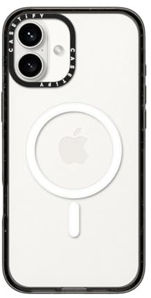 CASETiFY Impact Schutzhülle für iPhone 16 Plus [4X Falltest in Militärqualität, 2,5 m Fallschutz/kompatibel mit Magsafe] – Transparent Schwarz