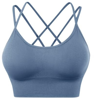 Generisch Amazon The Drop, mädchen-BHS, Damen Sport BH Gepolstert Crossback Yoga Sports Bra Spaghettiträger Rücken Verkreuzt Gerippt Bustier Komfort Nahtlose Top-BH, Black Friday Angebote 2024