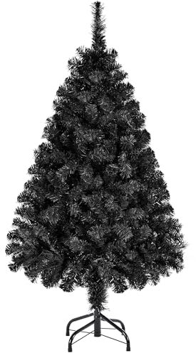 Yaheetech 4ft Artificial Christmas Tree Spruce Xmas Tree with 208 Tips and Foldable Metal Stand for Home/Office Holiday Decoration Indoor & Outdoor, Black