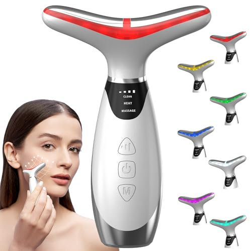 Appareil de massage facial,Appareil V Shape Face, Anti-rides,éliminer le double menton, 3 modes,7 couleurs LED Appareil de lifting du visage,45°C, lifting raffermissement massage facial