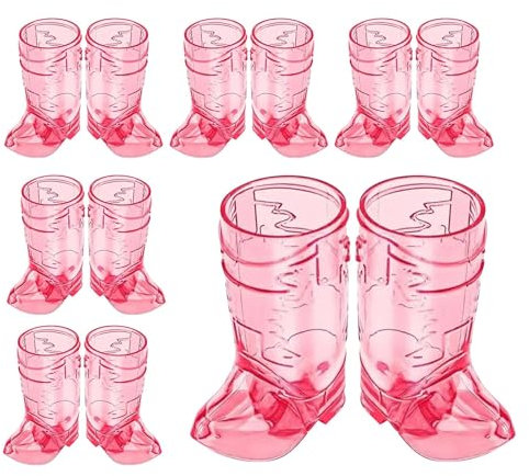 Pink Boot Shot Glasses - Cowboy Boot Shot Glasses, 12 1oz Boot Cups, Cowboy Boot Mugs for Bachelorette, Western Decorations