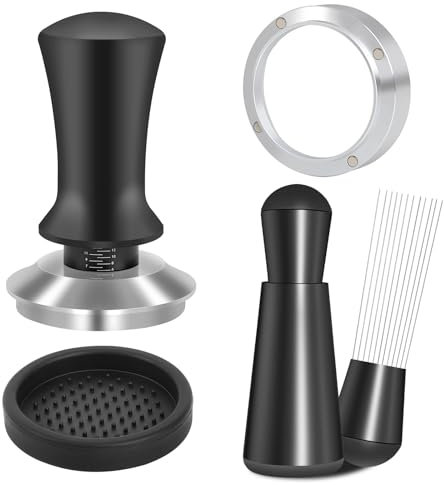 Reoszeank Kit de accesorios de espresso de 54 mm, manipulador calibrado con resorte, herramienta WDT y embudo dosificador, compatible con máquinas de café espresso Breville de 54 mm y portafiltro