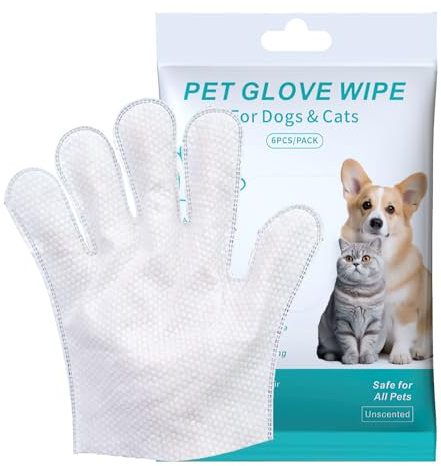 ltteea 18 Pieces Pet Wipes for Dog and Cat Cleaning Gloves Deodorizing Hypoallergenic Grooming Wipes for Fur Face Paws Ears Butt,Waterless Wash Free Pet Glove Wipes for Daily Care & Traveling (1)