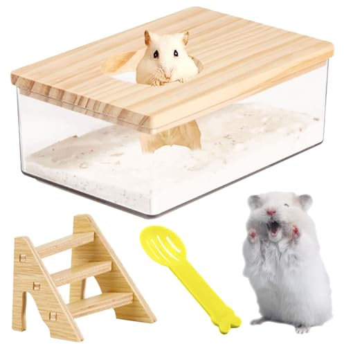 Tkxjry Maison De Toilette Hamster, Salle Bain Hamster, Conteneur De Bain De Sable pour Hamster Animal, Salle Bain Hamster Transparente, pour Hamster, Chinchilla, Gerbille, Hérisson