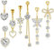 Irikdescia 7 Stück Bauchnabelpiercing Set, Edelstahl Zirkonia Hängend Herz Piercing Bauchnabel Belly Button Ring Wasserfest, Bauchpiercing Schmuck Frauen(Gold)