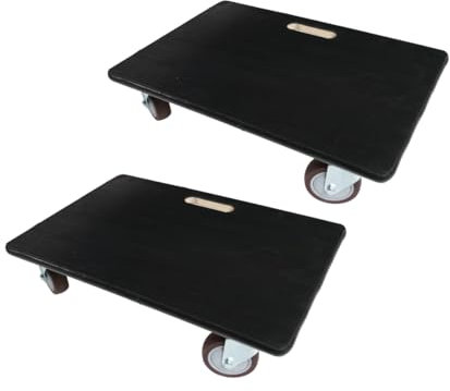 PROREGAL Profi Transportroller mit 4 Rollen | HxBxT 15x40x60 cm | Traglast 500kg | Sperrholzplatte mit Gummibelag | Schwarz | 2 Stück | Möbelroller Rollbrett Transporthilfe Rollwagen Roller