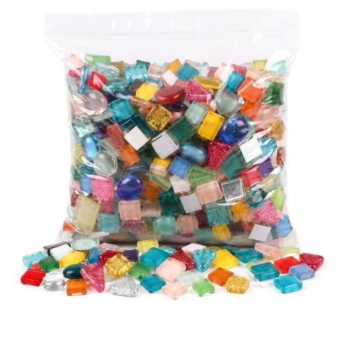 MUXHEL 1000g Mosaiksteine Bunt, für Heim Deko | Bunte Glas Mosaiksteine, Mosaik steine Bunt, Mosaiksteine zum Basteln, für Fotorahmen, Blumentöpfe