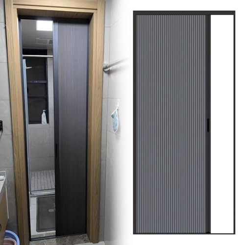 RENLXFI Concertina Door 60 65 70 75 80 85 90 CM Wide Bathroom Concertina Door, Customizable Size Internal Folding Doors With Accessories, No Drilling Room Divider Sliding Door(60x185cm/23.6x72.8in)