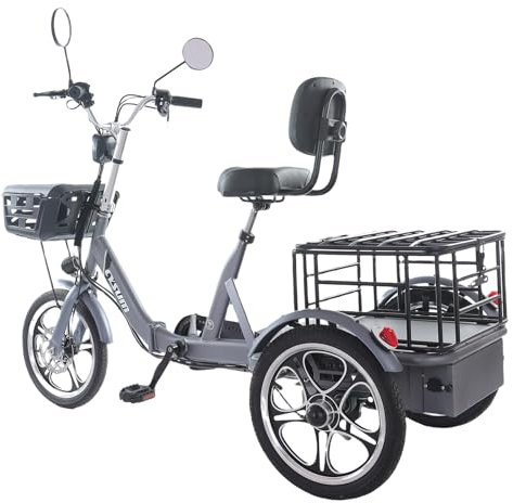 Antgooat Triciclo Eléctrico para Carga, Vehículo Eléctrico Tres Ruedas, 16 * 2,3 Bicicleta Eléctrica Tres Ruedas, Cargo Electric Tricycle Li-Batería 48V 22Ah, 1056Wh Autonomía120-150km