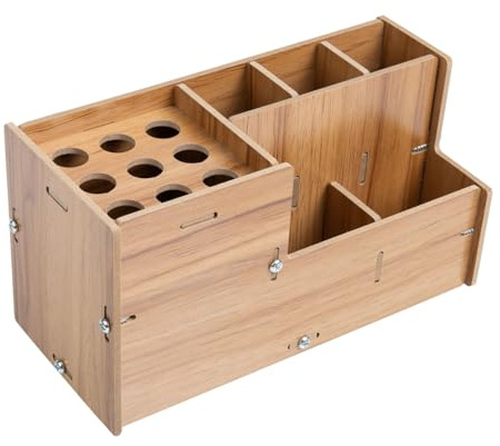 ARTSEWPLY Friseurscherenständer Holz Klein Multifunktional Friseur Werkzeug Organizer Aufbewahrungsbox Haarschneidescherenhalter Kammständer für Salon Desktop