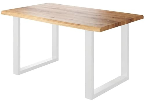 Loreno Esstisch 180 cm x 90 cm, MDF, Wildeiche-Optik, U-Gestell Weiß