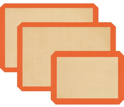 Silicone Baking Mat, Non Stick Silicone Mats for Baking, Reusable Baking Sheets for Pastry, Cookies, Bread, Baking Tools ＆ Accessories, Orange