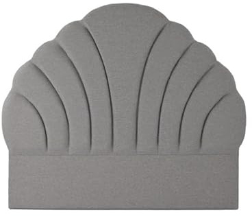 Bett-Kopfteil für 150-160-180 cm, Muschelform, Polyester, Grau, 189 x 8 x 180 cm