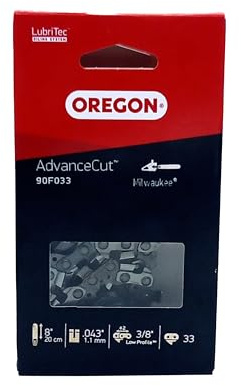 Oregon Sägekette für 20cm Schwert, 3/8 LP, 1,1mm Stärke, 33 Treibglieder | Fase-Meißel, Geringer Rückschlag, Ersatzsägekette für Milwaukee M18 FHS20-0, M18 FHS20 und mehr